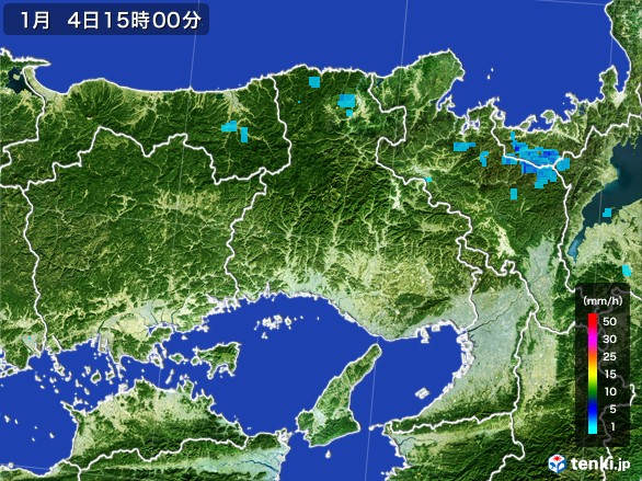 兵庫県の雨雲レーダー(2017年01月04日)