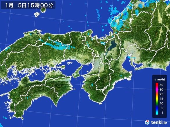 近畿地方の雨雲レーダー(2017年01月05日)