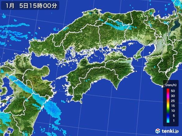 四国地方の雨雲レーダー(2017年01月05日)