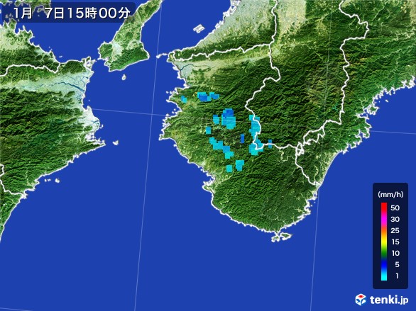 和歌山県の雨雲レーダー(2017年01月07日)