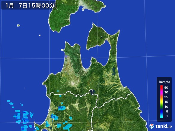 青森県の雨雲レーダー(2017年01月07日)