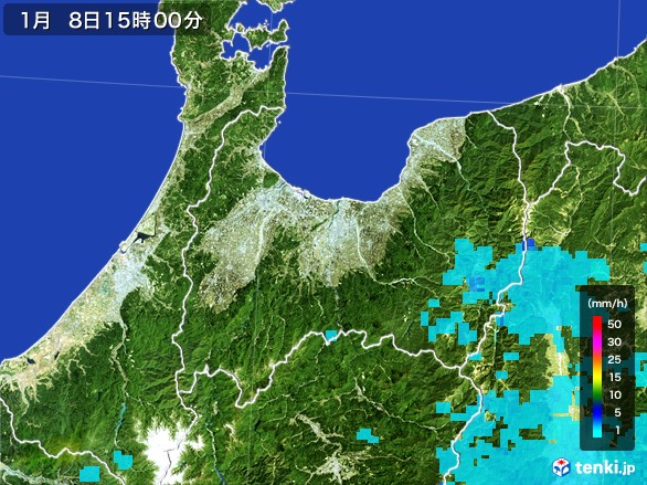 富山県の雨雲レーダー(2017年01月08日)