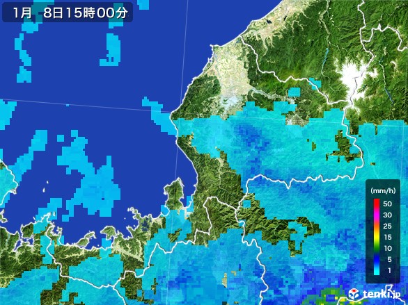 福井県の雨雲レーダー(2017年01月08日)