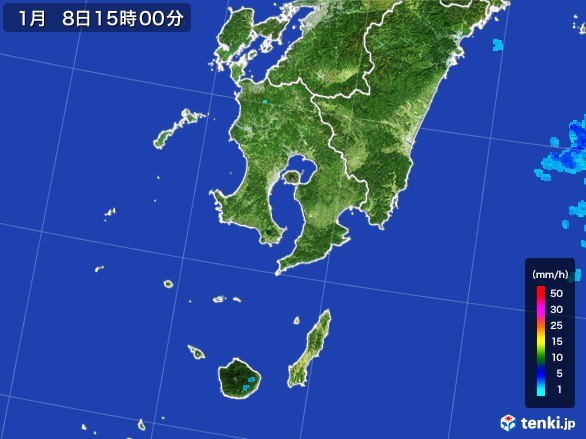 鹿児島県の雨雲レーダー(2017年01月08日)