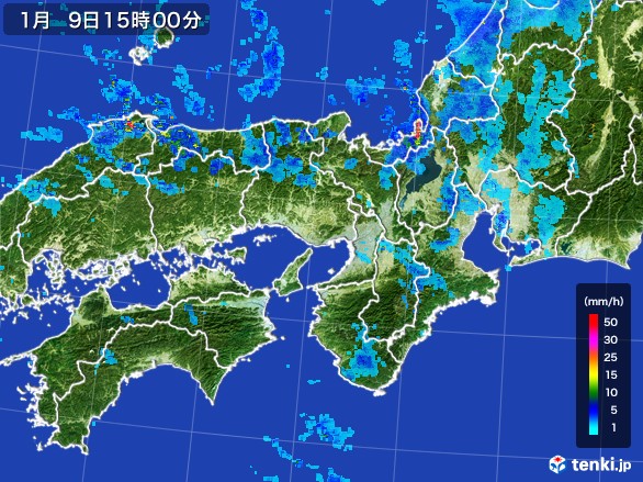 近畿地方の雨雲レーダー(2017年01月09日)