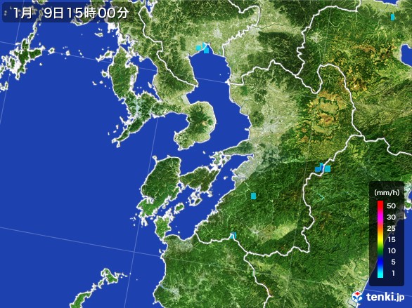 熊本県の雨雲レーダー(2017年01月09日)