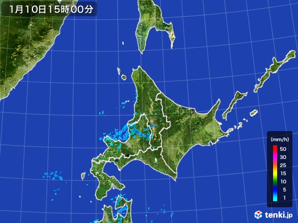 北海道地方の雨雲レーダー(2017年01月10日)