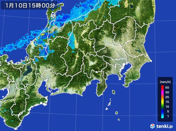 関東・甲信地方の雨雲レーダー(2017年01月10日)
