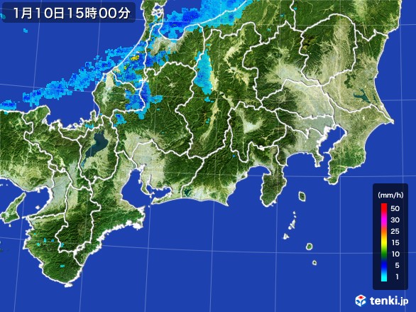 東海地方の雨雲レーダー(2017年01月10日)