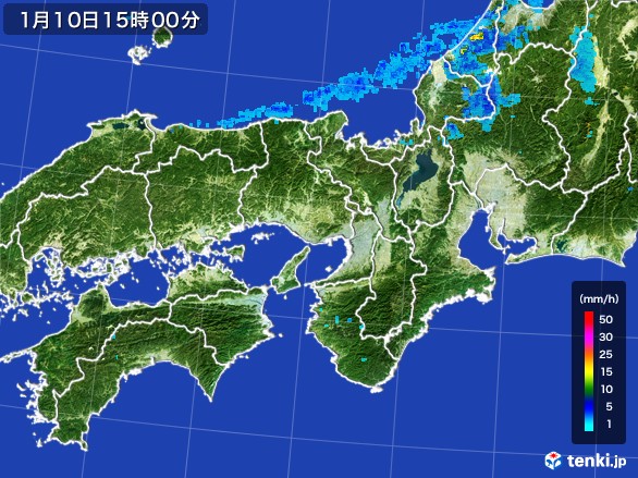 近畿地方の雨雲レーダー(2017年01月10日)