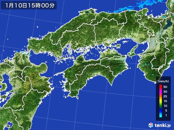 四国地方の雨雲レーダー(2017年01月10日)