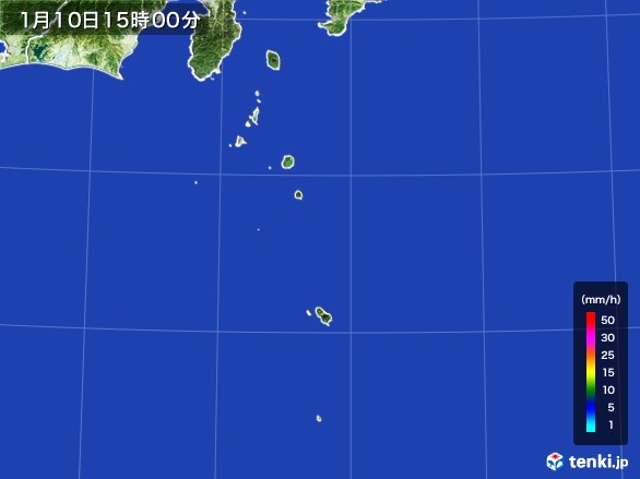 伊豆諸島(東京都)の雨雲レーダー(2017年01月10日)