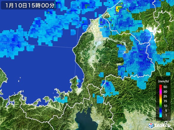 福井県の雨雲レーダー(2017年01月10日)
