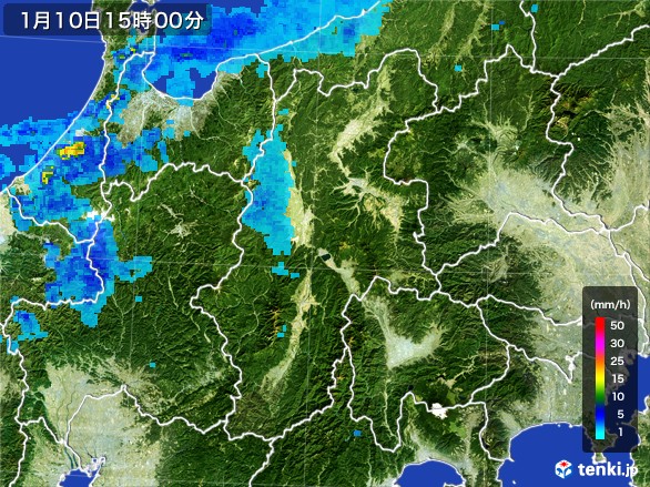 長野県の雨雲レーダー(2017年01月10日)