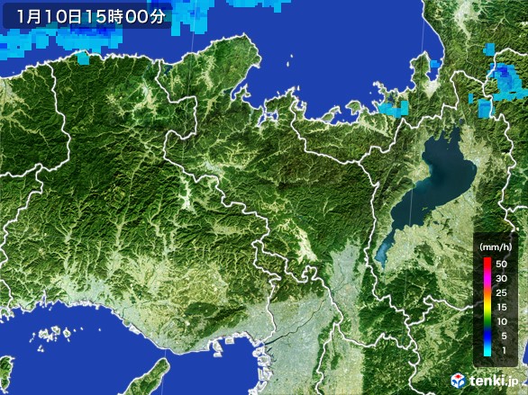 京都府の雨雲レーダー(2017年01月10日)