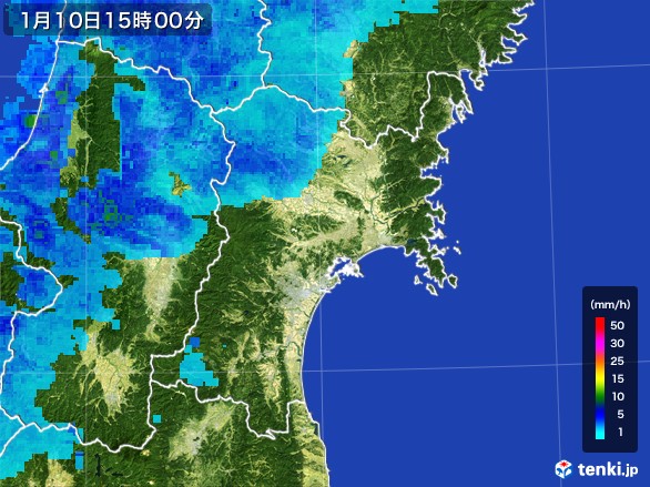 宮城県の雨雲レーダー(2017年01月10日)