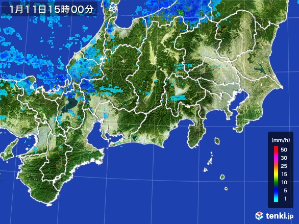 東海地方の雨雲レーダー(2017年01月11日)