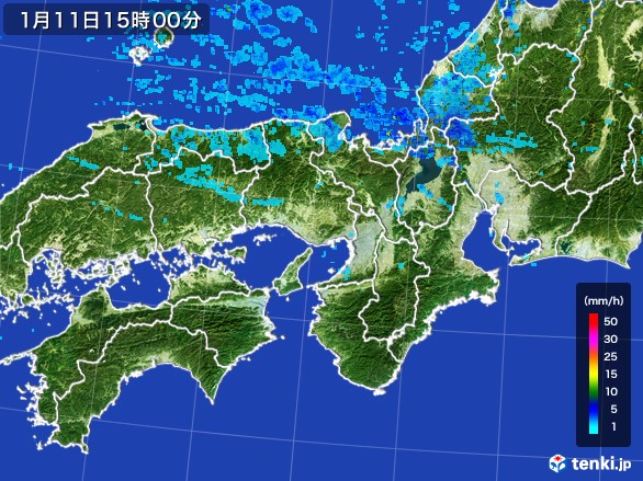 近畿地方の雨雲レーダー(2017年01月11日)