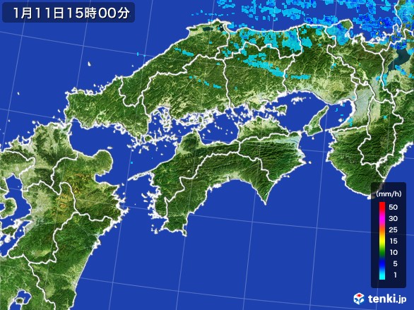 四国地方の雨雲レーダー(2017年01月11日)