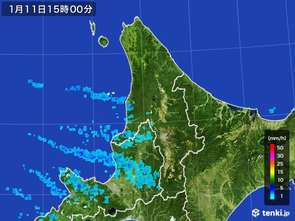 道北の雨雲レーダー(2017年01月11日)