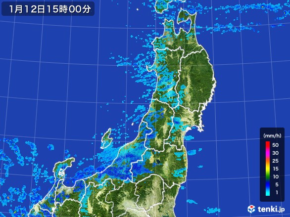 東北地方の雨雲レーダー(2017年01月12日)