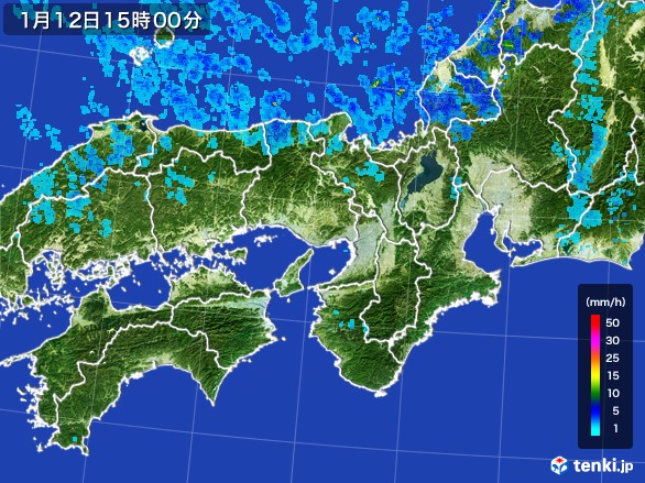 近畿地方の雨雲レーダー(2017年01月12日)