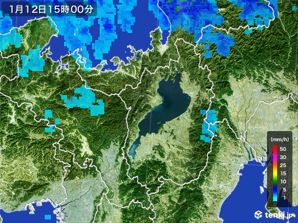 滋賀県の雨雲レーダー(2017年01月12日)