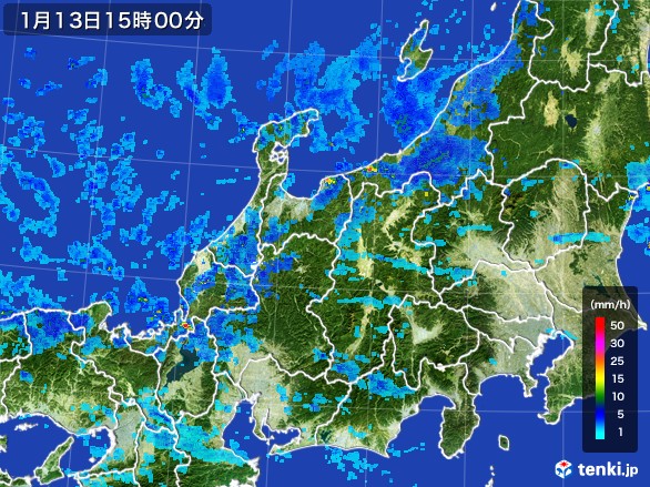 北陸地方の雨雲レーダー(2017年01月13日)