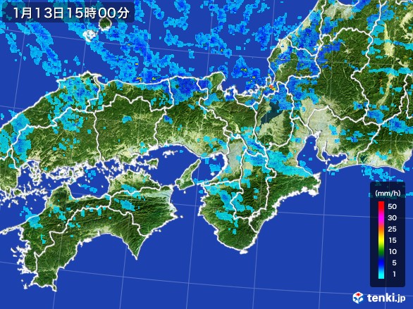 近畿地方の雨雲レーダー(2017年01月13日)