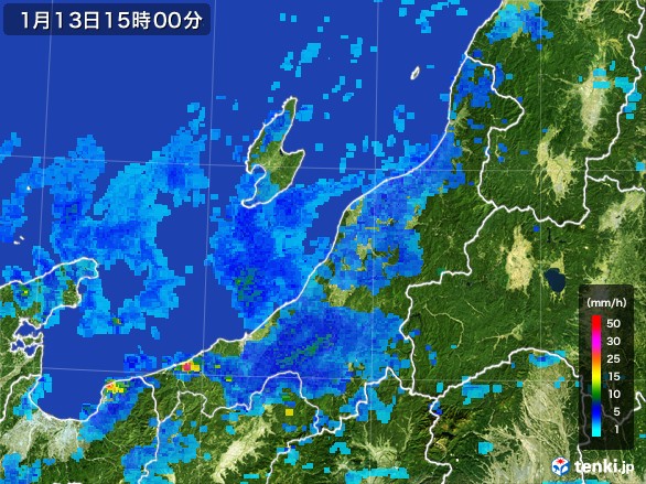 新潟県の雨雲レーダー(2017年01月13日)