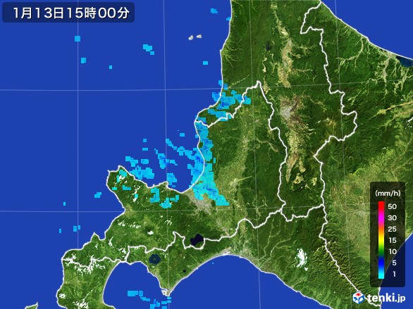 道央の雨雲レーダー(2017年01月13日)