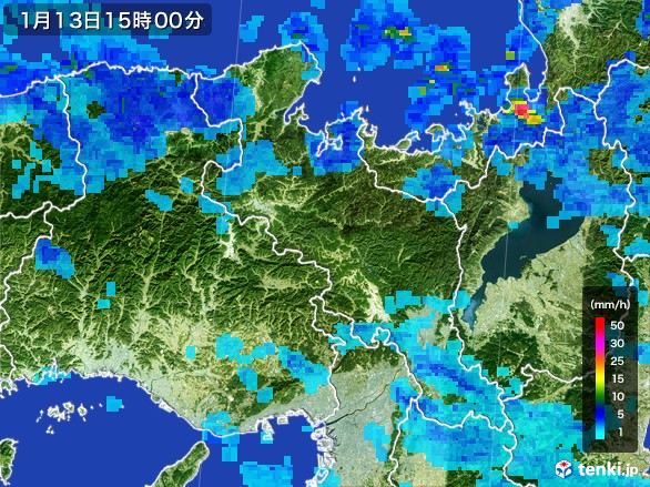 京都府の雨雲レーダー(2017年01月13日)