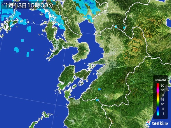 熊本県の雨雲レーダー(2017年01月13日)