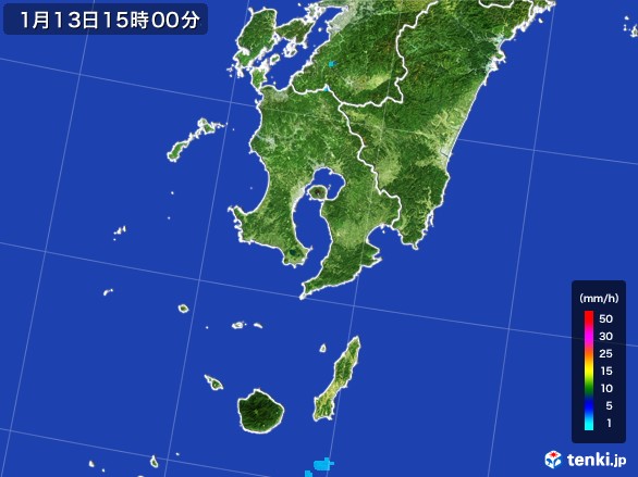 鹿児島県の雨雲レーダー(2017年01月13日)