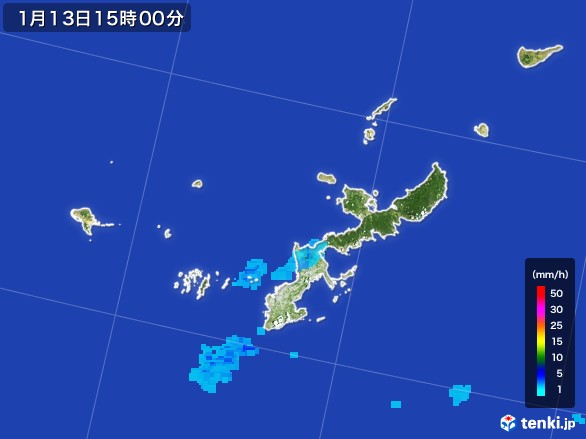 沖縄県の雨雲レーダー(2017年01月13日)