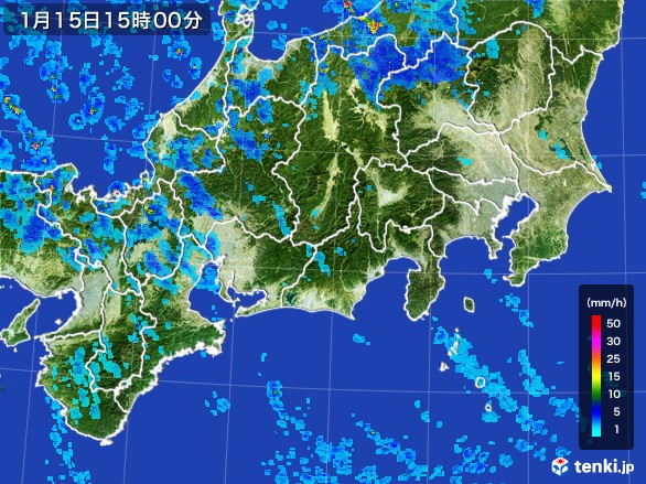 東海地方の雨雲レーダー(2017年01月15日)
