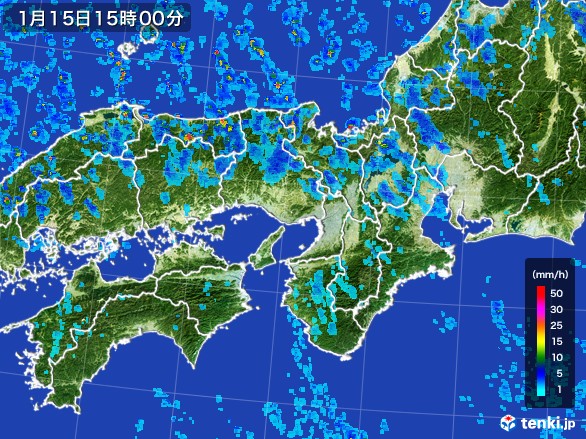 近畿地方の雨雲レーダー(2017年01月15日)