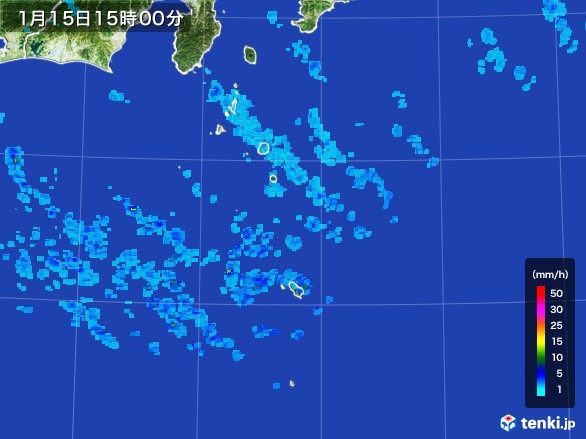 伊豆諸島(東京都)の雨雲レーダー(2017年01月15日)