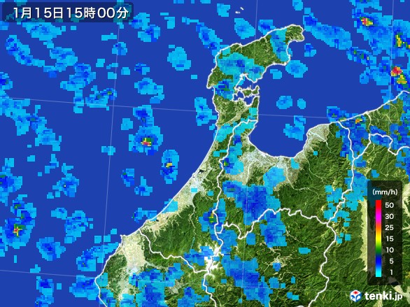 石川県の雨雲レーダー(2017年01月15日)