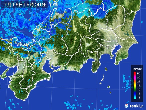 東海地方の雨雲レーダー(2017年01月16日)