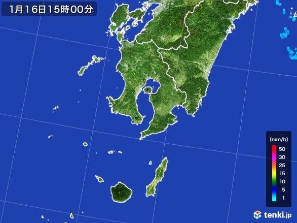 鹿児島県の雨雲レーダー(2017年01月16日)