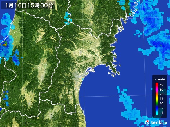 宮城県の雨雲レーダー(2017年01月16日)