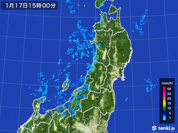 東北地方の雨雲レーダー(2017年01月17日)