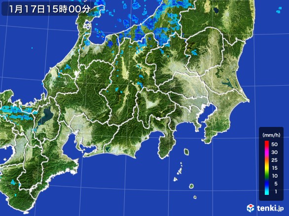 関東・甲信地方の雨雲レーダー(2017年01月17日)