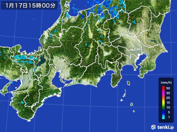東海地方の雨雲レーダー(2017年01月17日)