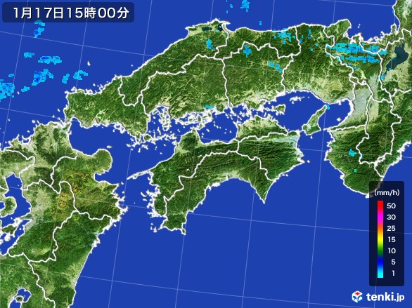 四国地方の雨雲レーダー(2017年01月17日)