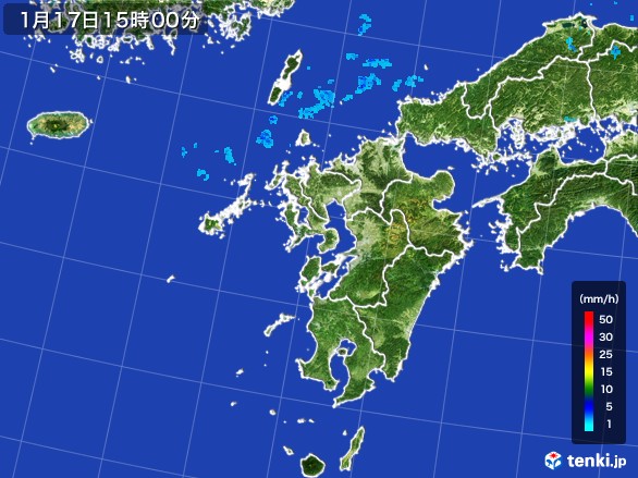 九州地方の雨雲レーダー(2017年01月17日)
