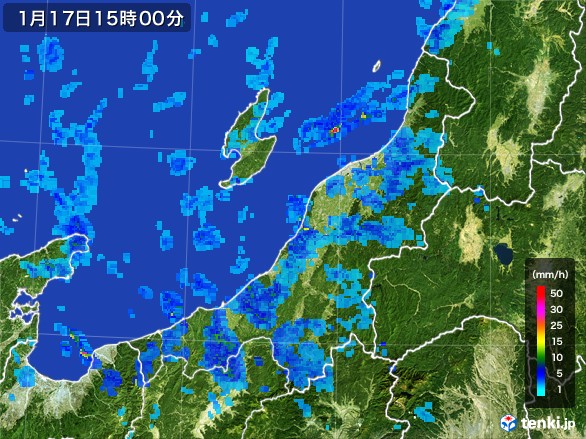 新潟県の雨雲レーダー(2017年01月17日)