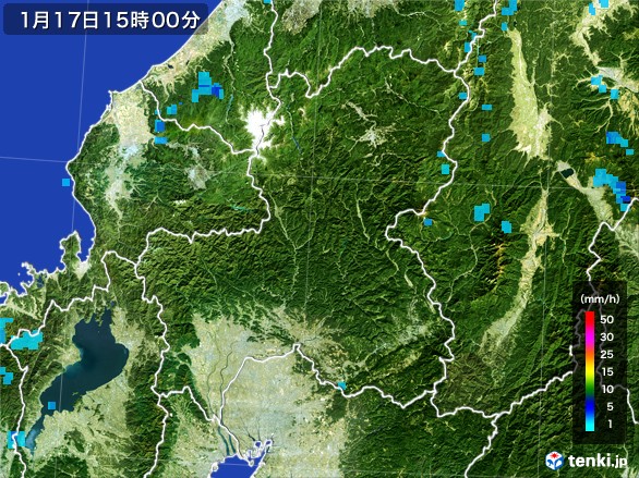 岐阜県の雨雲レーダー(2017年01月17日)