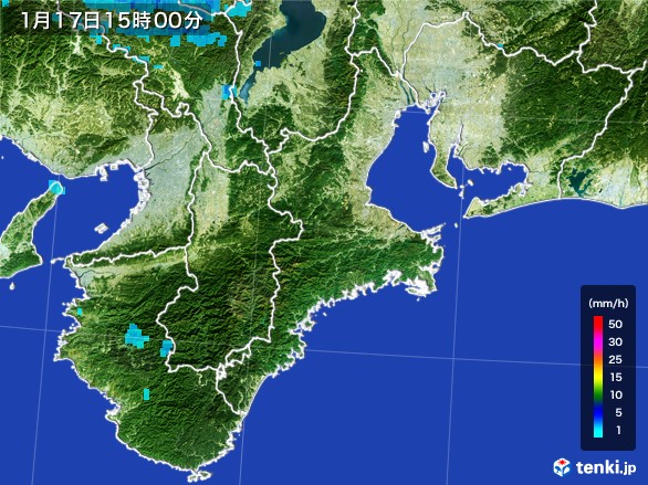 三重県の雨雲レーダー(2017年01月17日)